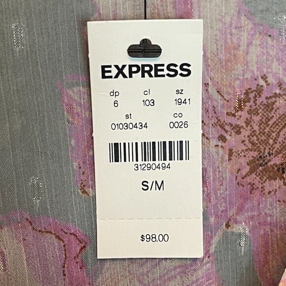 Express Women Light Chiffon Floral Girly Bloomcore Boho Maxi Wrap Cover Up Small - Picture 7 of 14